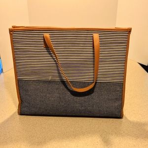 Lg Summer Tote Bag, Pleather & Patterned Denim by Morona